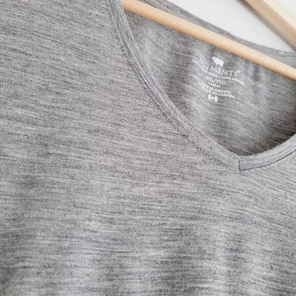 SEG'MENTS | 100% Merino Wool Long Sleeve Base Layer Top V-Neck Gray Sz XL - Picture 5 of 10